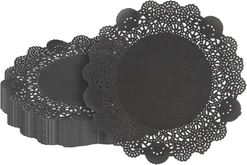 Vista 13 de Restaurantware Pastry Tek Blondas de Encaje de 4 x 4 Pulgadas 100 Vajilla Decorativa - Blondas de Mesa Desechables Redondas de Papel Negro