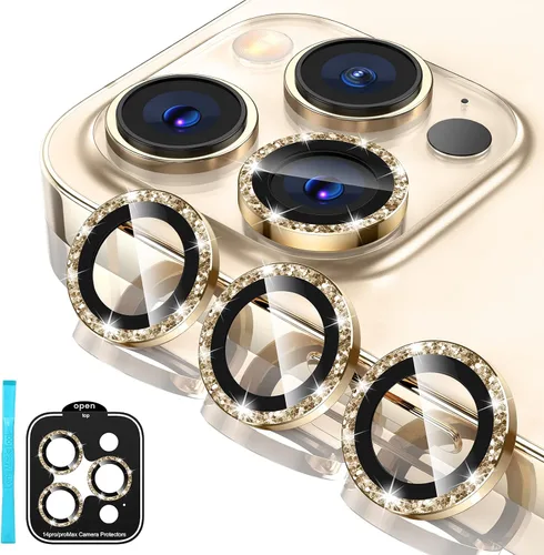 Vista 9 de Tensea Protector de lente de cámara para iPhone 14 Pro Max, protector de lente de cámara de vidrio templado 9H, protector de pantalla, anillo