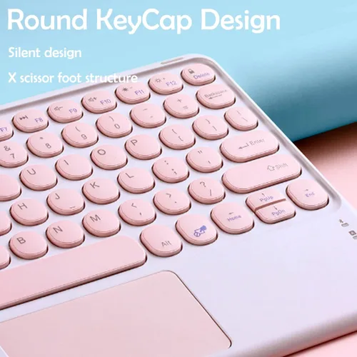 Vista 4 de Funda con teclado táctil para tablet Xiaomi Pad 6/6 Pro de 11.0 pulgadas, funda con teclado folio con linda llave redonda, teclado y mouse Negro