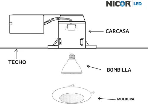 Vista 8 de NICOR Lighting Moldura de Ducha Empotrada Blanca de 6 Pulgadas con Lente Albalite (17505)