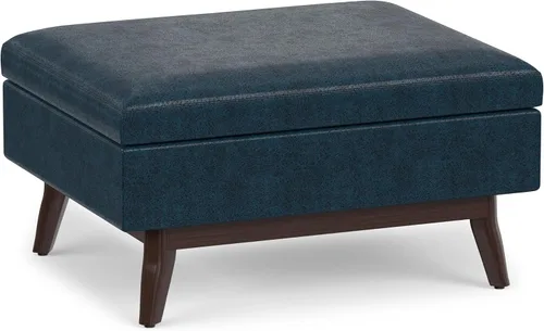Vista 30 de SIMPLIHOME Owen Mesa de Centro Rectangular Moderna de Mediados de Siglo de 34 pulgadas de Ancho con Otomana de Almacenamiento en Tela de Poliéster