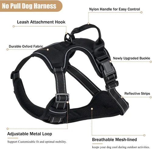 Vista 2 de Arnés para perro sin tirones, chaleco ajustable reflectante con clip frontal para mascotas con asa de fácil control para perros medianos y grandes