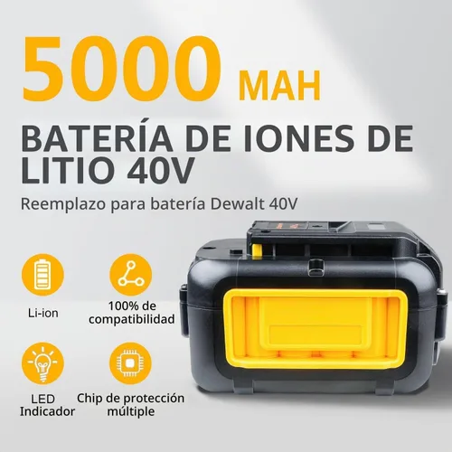 Vista 2 de FSKE 5000mAh Reemplazo para batería Dewalt 40V DCB404 DCB406 DCB407 Tiempo de funcionamiento 1.5 veces más largo compatible con herramientas