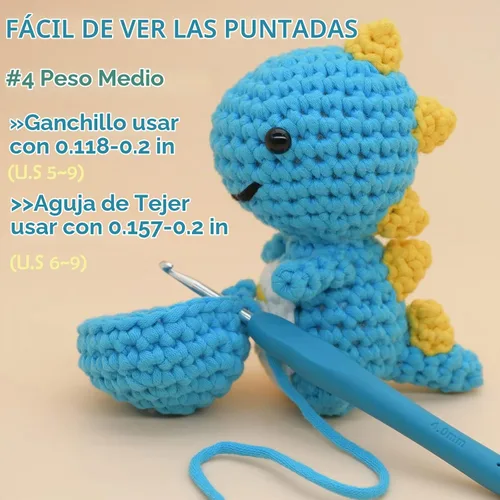 Vista 5 de 24 Pack de Hilo de Ganchillo para Principiantes Azul Rosa Púrpura Marrón Arcoíris de Algodón para Tejer y Ganchillo con Puntos Fáciles de Ver Kit