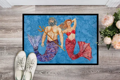 Vista 2 de Caroline's Treasures 8801MAT - Felpudo de sirena y merman de 18 x 27 pulgadas, para interiores y exteriores, para entrada, antideslizante, lavable