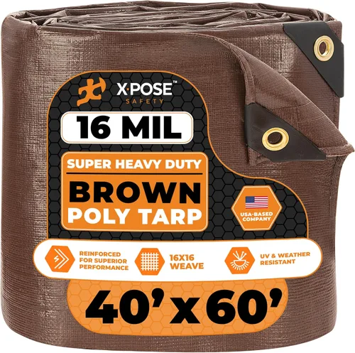Vista 19 de Xpose Safety - Lona protectora de polietileno de 4 x 20 pies, 16 mil o 0.4mm de grosor, resistente y reforzada para evitar desgarros, resistente a