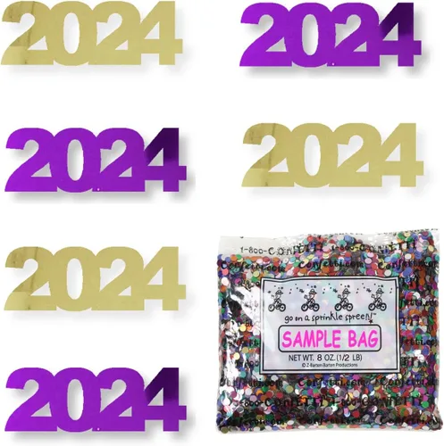 Vista 60 de Confetti Year 2024 Negro, Azul Royal Combo - 2 bolsas de media onza (1 oz)