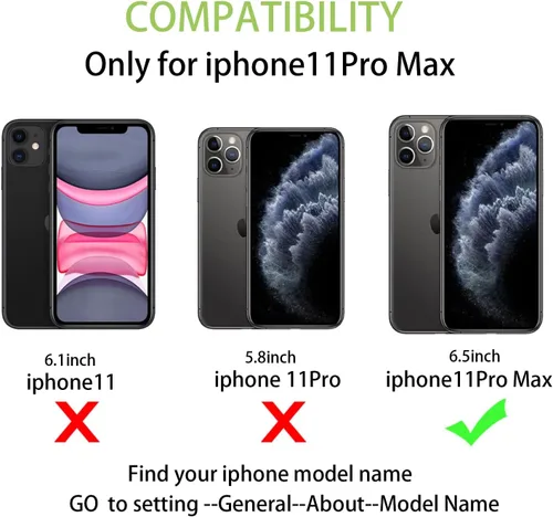 Vista 2 de Cavor Funda para iPhone 11 Pro Max con tarjetero y tarjetero, funda tipo cartera con tarjetero para tarjetas de crédito para iPhone11ProMax, funda