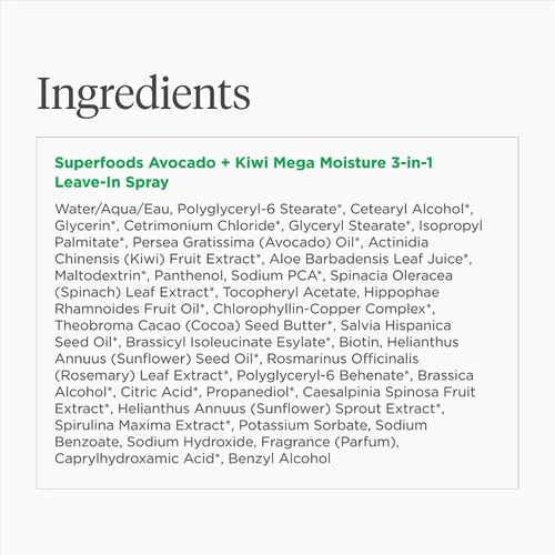 Vista 9 de Briogeo Superfoods Aguacate + Kiwi Mega Moisture - Spray sin enjuague 3 en 1 Desenredante, protector del calor e imprimación hidratante
