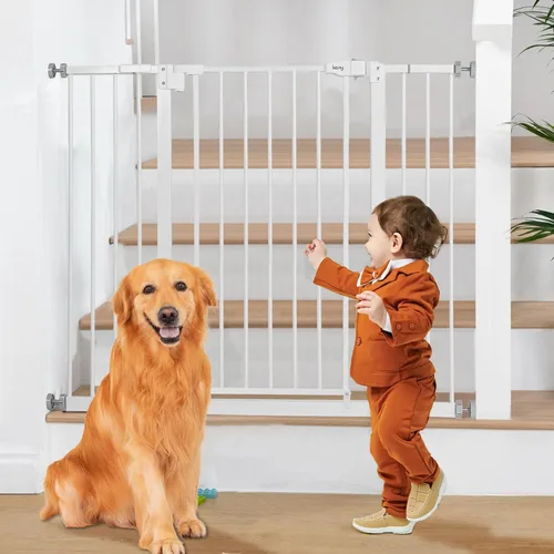 Vista 10 de keny - Puerta de seguridad para perros de 29 a 42.5 pulgadas para escaleras, cierre automático Puerta para mascotas fácil de montar a presión
