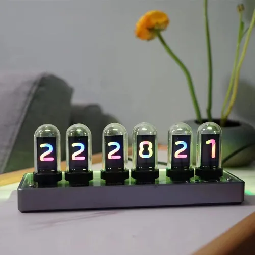 Vista 8 de Reloj de Tubo Nixie IPS de Adventurers, Simulación Creativa de Reloj de Tubo Nixie Electrónico de Bricolaje con Pantalla LCD IPS de 6 Bits, 12/24