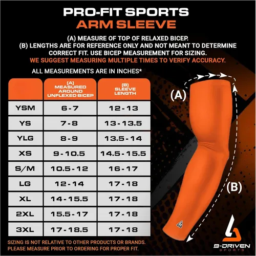 Vista 2 de B-Driven Sports Manga de Compresión Pro-Fit para Brazo - Deportes Atléticos Baloncesto, Fútbol, Sóftbol, Carrera, Juegos, - nan (1 unidad)