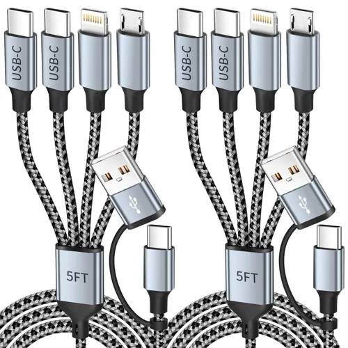 Vista 16 de MPATIBY - Cable de carga múltiple, doble tipo C Cable de carga de nailon trenzado 3 en 1 con puertos IP/tipo C para teléfonos