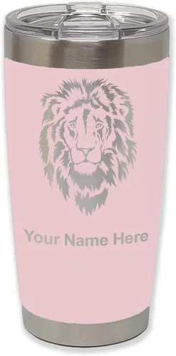Vista 12 de LaserGram Vaso aislado al vacío de 20 onzas, cabeza de león, grabado personalizado incluido (negro)