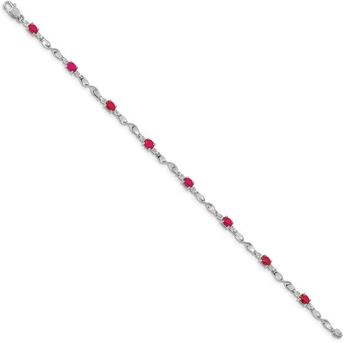 Vista 2 de Jewels by Lux - Pulsera de oro blanco de 14 K con diamantes y piedras esmeraldas