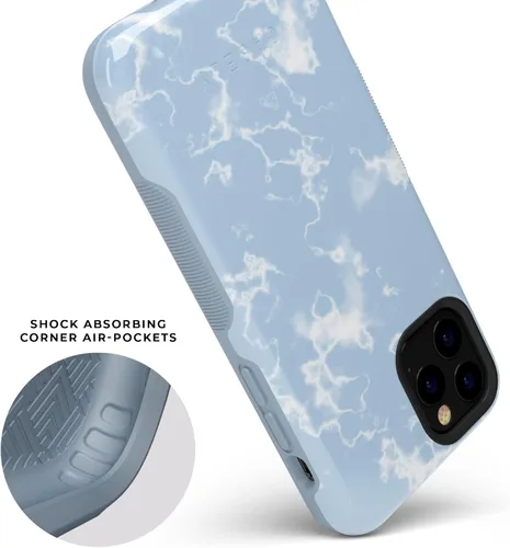 Vista 7 de Casely Funda para iPhone 11 Pro Max Funda de nubes de mármol azul claro