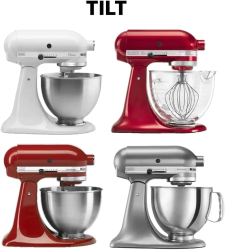 Vista 2 de Funda para batidora de pie Kitchenaid con cabezal inclinable, algodón acolchado de doble cara, color borgoña
