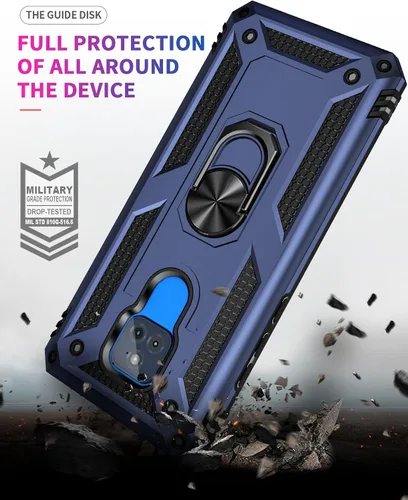 Vista 3 de Funda para Moto G Play 2021, con protector de pantalla de vidrio templado [2 unidades], funda resistente de grado militar, antiarañazos, a prueba