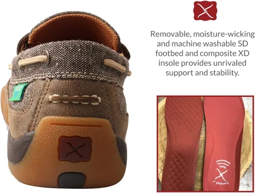 Vista 5 de Twisted X Zapatos de conducción con estampado de avestruz para hombre, Beige Bronceado