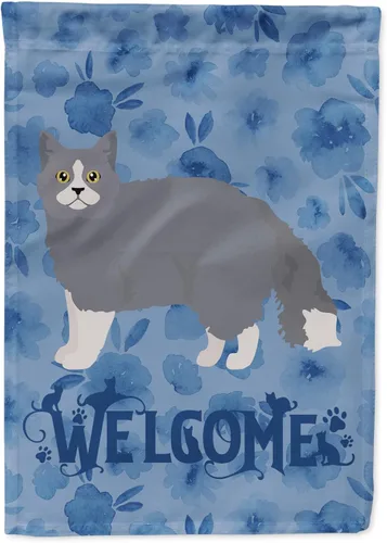 Vista 267 de Caroline's Treasures CK4813CHF - Bandera de bienvenida con gato abisinio azul, manga grande, para porche, para colgar en la pared, poliéster