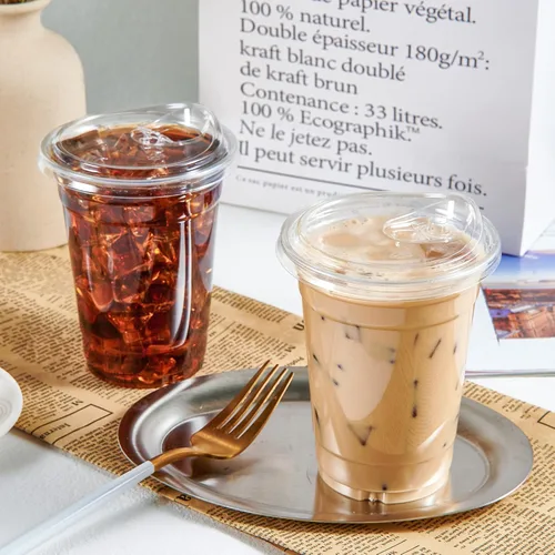 Vista 3 de Lilymicky Vasos de plástico transparente de 16 onzas (paquete de 90) con tapas para sorber sin pajita, vasos desechables para café helado, batido