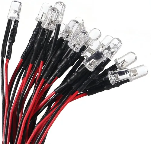 Vista 3 de Kit de diodos LED de 12 V y 0.197 in, lámpara de diodo precableado, diodos emisores con soporte para decoración del hogar DIY (amarillo)