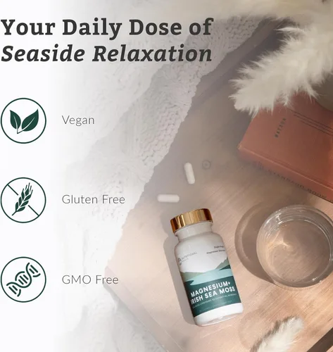 Vista 4 de Nutritional Roots - Magnesio + musgo marino irlandés - 350 mg de glicinato de magnesio y musgo marino irlandés orgánico - Minerales esenciales