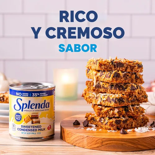 Vista 6 de SPLENDA Leche condensada endulzada reducida en calorías, sin azúcar añadida, lata de 14 onzas