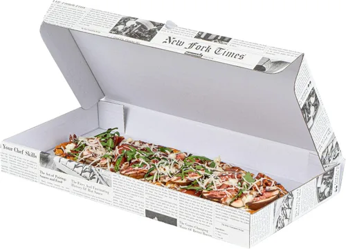 Vista 21 de Restaurantware - Cajas para pizza, 50 unidades, 14 x 7 x 1.5 pulgadas, embalaje de papel de cartón corrugado con bloqueo de pestañas, resistente a