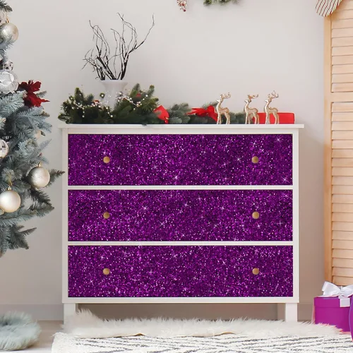 Vista 2 de CRE8TIVE Papel tapiz con purpurina gruesa de 8 x 80 pulgadas, para pegar y pelar, borde de papel tapiz morado texturizado extraíble, lentejuelas