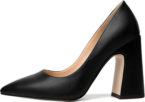 Vista 2 de NUMALEO Zapatos de tacón alto para mujer, sin cordones, con puntera puntiaguda, sexy, mate, para club nocturno, 4 pulgadas