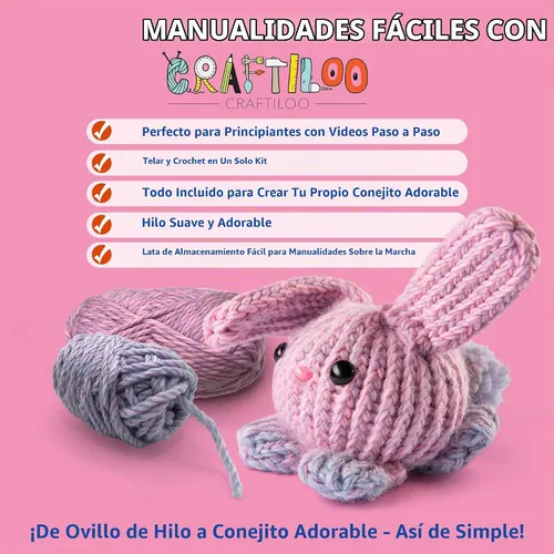 Vista 6 de CRAFTILOO Kit de Telar para Tejer y Ganchillo para Niños Kit de Ganchillo para Principiantes Kit de Tejer para Principiantes Telar de Tejer Kits