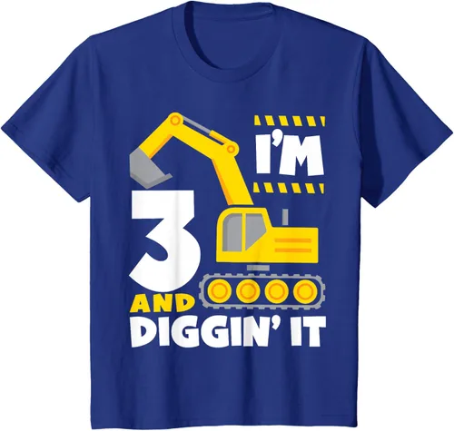 Vista 14 de Kids I'm 3 and Diggin It - Camiseta para niños con diseño de excavadora de construcción, Negro