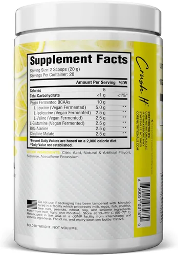 Vista 9 de Core Nutritionals ABC Advanced BCAA, Lemon Drop, 20 Serv.