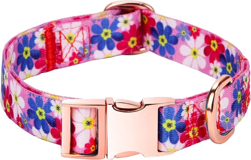 Vista 12 de Collar de perro para perros pequeños con patrón floral para hembras y perros, talla S A1_Girasol
