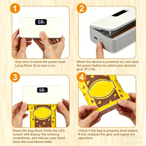 Vista 4 de Mini sellador de bolsas, sellador de bolsas ajustable de 6
