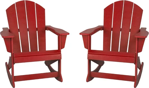 Vista 106 de WestinTrends Silla mecedora Malibu de poliéster para exterior/patio Adirondack, Negra