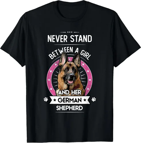 Vista 12 de Never Stand Between A Girl and Her German Shepherd T-Shirt Asphalt Grey