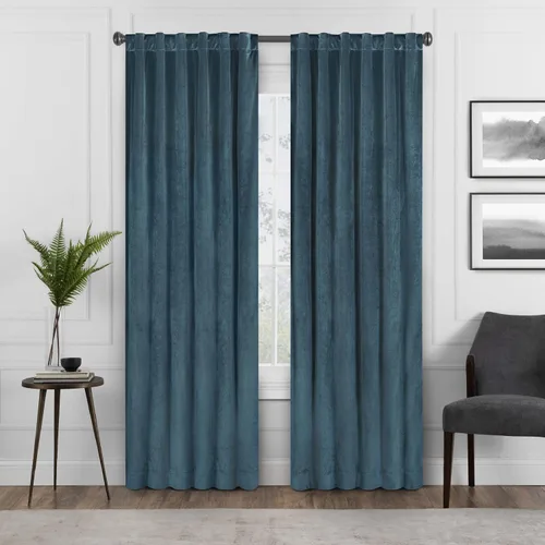 Vista 11 de Eclipse Absolute Zero Harper - Cortinas opacas de terciopelo con aislamiento térmico y bolsillo para cortinero para dormitorio, panel individual, 50