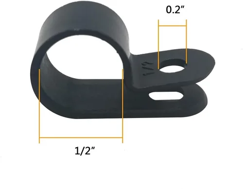 Vista 2 de Abrazadera para cable tipo R, abrazadera de cable de 1/2 pulgada, clips de sujeción de cable de montaje de tornillo de nailon con tornillos