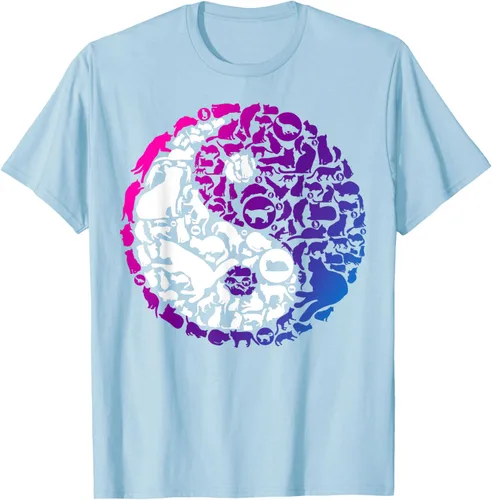 Vista 52 de Cute Kitty Cats and Zen Spirit Peace & Love Yin Yang - Camiseta de gato Negro