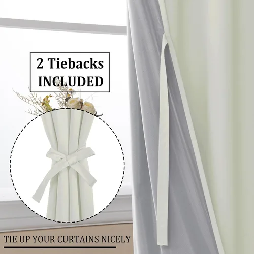 Vista 4 de DWCN - Cortinas 100% opacas para dormitorio con forro negro, cortinas de ventana de doble capa con aislamiento térmico que oscurecen toda la Azul