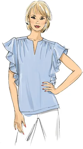 Vista 5 de BUTTERICK B6688A5 Easy Semi-Fitted Blusa de mujer patrones de costura, tallas 6-14, blanco