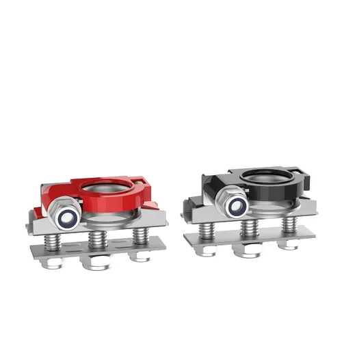 Vista 7 de 2 piezas de kit de conectores de abrazadera de terminales de cable de batería de 3 vías para auto de poste superior, positivo y negativo, rojo