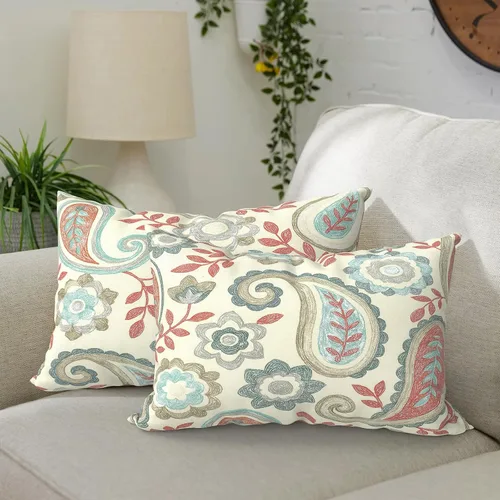 Vista 47 de DYTXIII Paquete de 2 almohadas lumbares impermeables para exteriores con rellenos, 12 x 20 pulgadas, almohada decorativa rectangular para patio