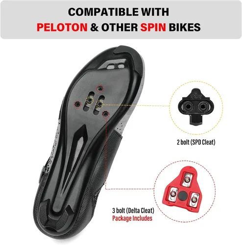 Vista 3 de Zapatos de ciclismo unisex compatibles con Peloton Bike y SPD Indoor Road Riding Ciclismo Zapatos de bicicleta con tacos Delta incluidos