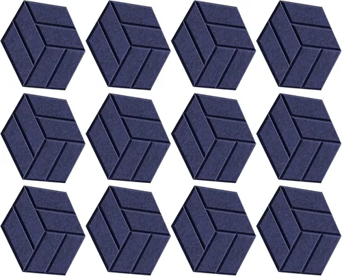 Vista 12 de 12PCS Sound Absorbing Wall Panels Polyester Texture Hexagonal Soundproof Foam for Bedroom Music Room Decorations Soundproof Wall White