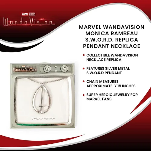 Vista 6 de Marvel Studios WandaVision Monica Rambeau S.W.O.R.D. - Collar con colgante de réplica Coleccionable oficial de cómics de MCU Joyería para mujeres