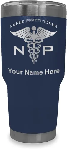 Vista 33 de LaserGram NP Nurse Practioner - Vaso aislado al vacío de 20 onzas, grabado personalizado incluido (negro)