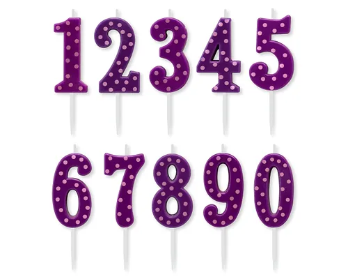 Vista 10 de Papyrus Vela de cumpleaños número 0, lunares morados (1 unidad)